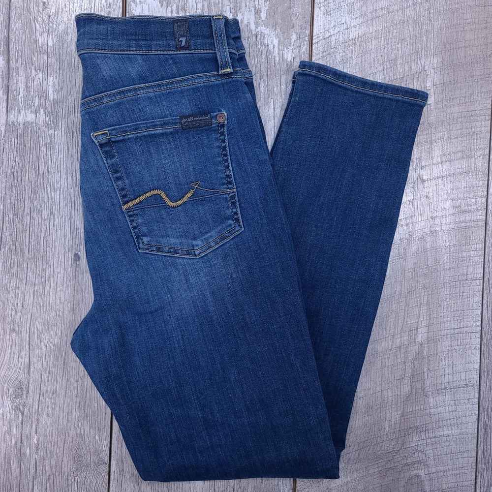 7 For All Mankind Josefina Jeans Women 25x27 Blue High Waist Slim Boyfriend